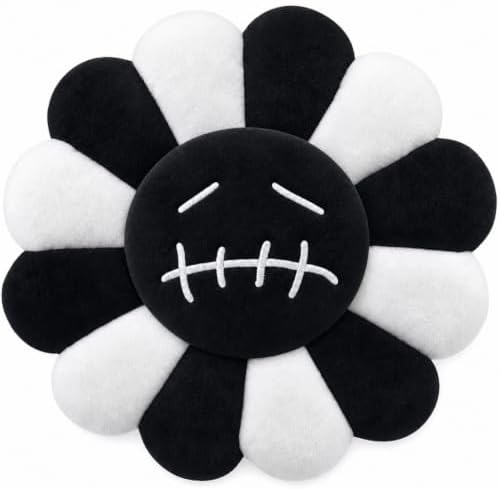 Smile Flower Pillow — White and Black