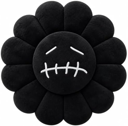Smile Flower Pillow — Black