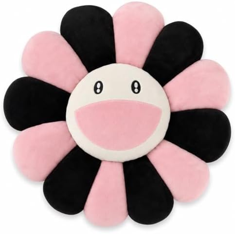 Smile Flower Pillow — Black and Pink