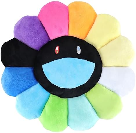 Smile Flower Pillow — Black Rainbow