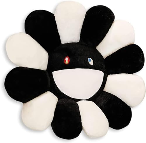 Smile Flower Pillow — Black and White