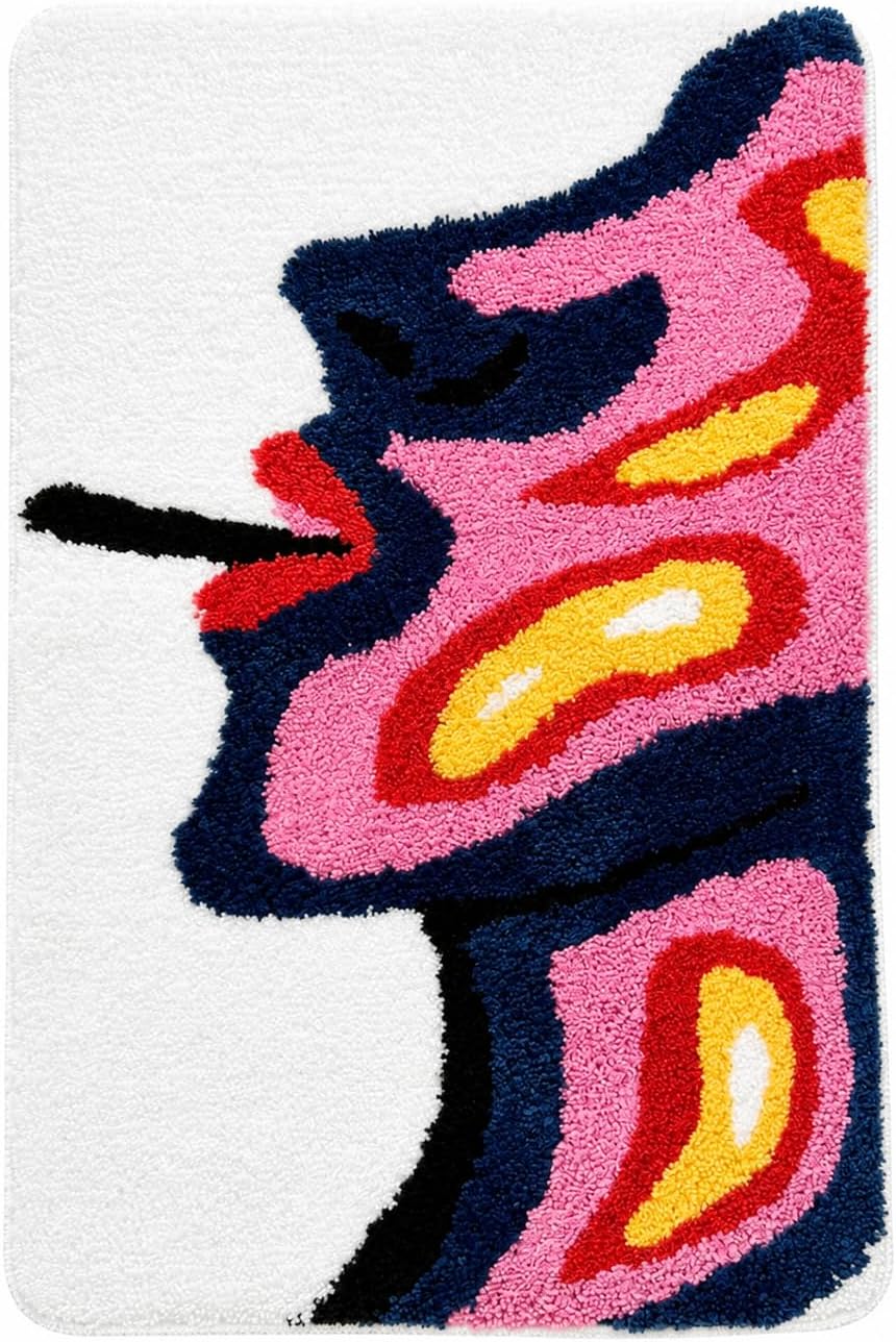 Abstract Pink Tufted Rug